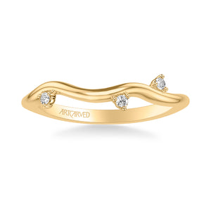 Artcarved Bridal Mounted with Side Stones Contemporary Diamond Wedding Band 14K Yellow Gold