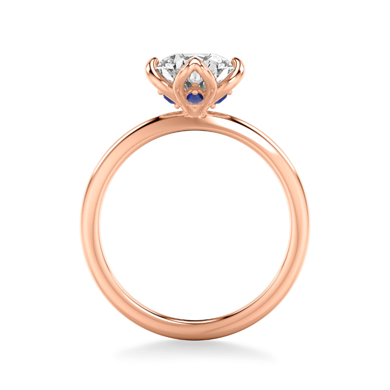 Artcarved Bridal Mounted with CZ Center Contemporary Engagement Ring 14K Rose Gold & Blue Sapphire