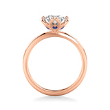 Artcarved Bridal Mounted with CZ Center Contemporary Engagement Ring 18K Rose Gold & Blue Sapphire