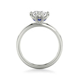 Artcarved Bridal Mounted with CZ Center Contemporary Engagement Ring 14K White Gold & Blue Sapphire