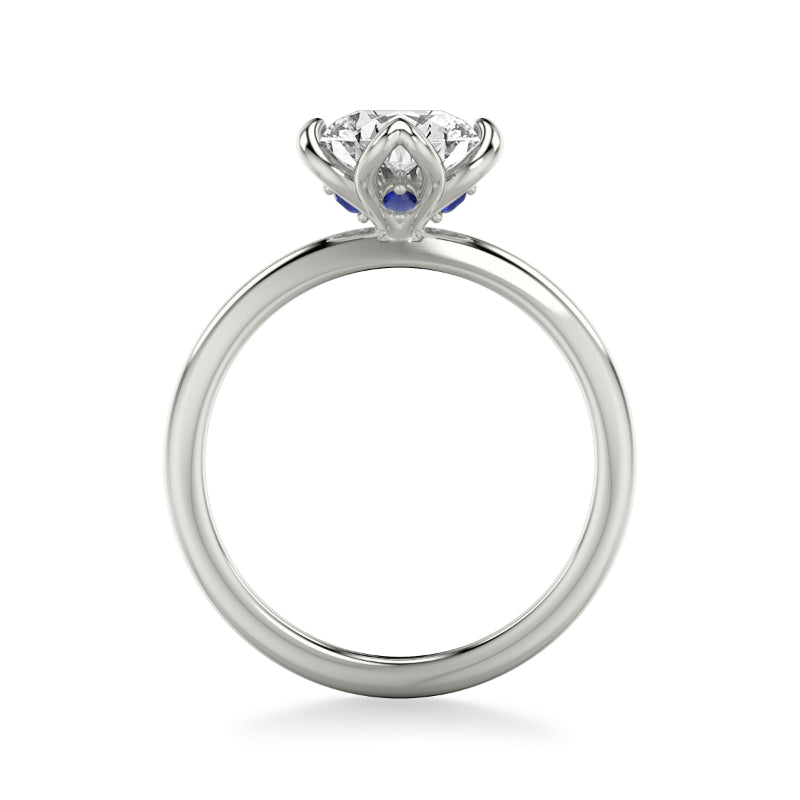 Artcarved Bridal Mounted with CZ Center Contemporary Engagement Ring 14K White Gold & Blue Sapphire