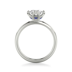 Artcarved Bridal Semi-Mounted with Side Stones Contemporary Engagement Ring 18K White Gold & Blue Sapphire