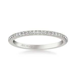 Artcarved Bridal Mounted with Side Stones Contemporary Diamond Wedding Band 14K White Gold