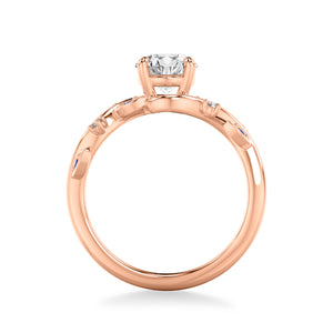 Artcarved Bridal Mounted with CZ Center Contemporary Engagement Ring 14K Rose Gold & Blue Sapphire