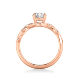 Artcarved Bridal Semi-Mounted with Side Stones Contemporary Engagement Ring 14K Rose Gold & Blue Sapphire