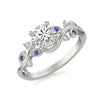 Artcarved Bridal Mounted with CZ Center Contemporary Engagement Ring 14K White Gold & Blue Sapphire