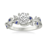 Artcarved Bridal Mounted with CZ Center Contemporary Engagement Ring 14K White Gold & Blue Sapphire