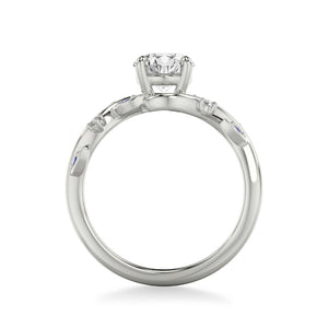 Artcarved Bridal Mounted with CZ Center Contemporary Engagement Ring 14K White Gold & Blue Sapphire