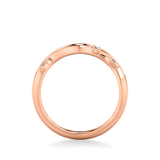 Artcarved Bridal Mounted with Side Stones Contemporary Wedding Band 18K Rose Gold & Blue Sapphire