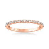 Artcarved Bridal Mounted with Side Stones Contemporary Diamond Wedding Band 14K Rose Gold