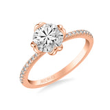 Artcarved Bridal Mounted with CZ Center Contemporary Engagement Ring 14K Rose Gold & Blue Sapphire