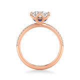 Artcarved Bridal Mounted with CZ Center Contemporary Engagement Ring 18K Rose Gold & Blue Sapphire