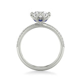 Artcarved Bridal Semi-Mounted with Side Stones Contemporary Engagement Ring 14K White Gold & Blue Sapphire