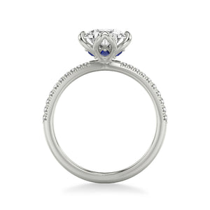 Artcarved Bridal Semi-Mounted with Side Stones Contemporary Engagement Ring 14K White Gold & Blue Sapphire