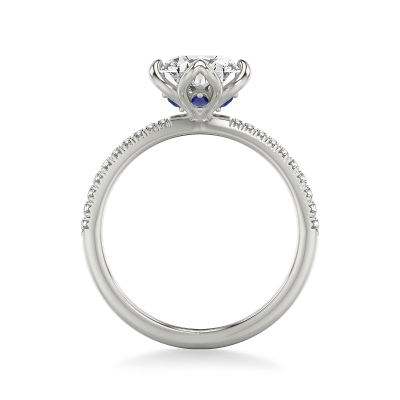 Artcarved Bridal Mounted with CZ Center Contemporary Engagement Ring 14K White Gold & Blue Sapphire