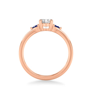 Artcarved Bridal Mounted with CZ Center Classic Gemstone Engagement Ring 14K Rose Gold & Blue Sapphire