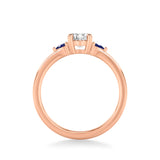 Artcarved Bridal Semi-Mounted with Side Stones Classic Gemstone Engagement Ring 14K Rose Gold & Blue Sapphire