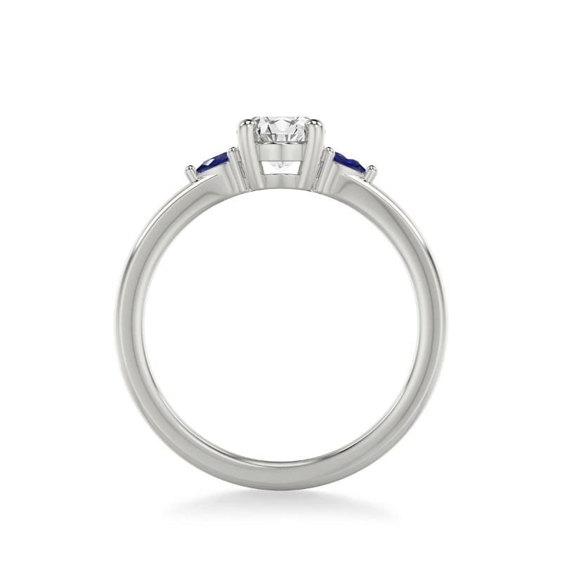 Artcarved Bridal Mounted with CZ Center Classic Engagement Ring 14K White Gold & Blue Sapphire