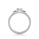 Artcarved Bridal Mounted with CZ Center Classic Gemstone Engagement Ring 18K White Gold & Blue Sapphire