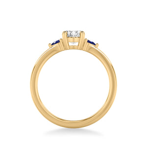 Artcarved Bridal Mounted with CZ Center Classic Gemstone Engagement Ring 14K Yellow Gold & Blue Sapphire