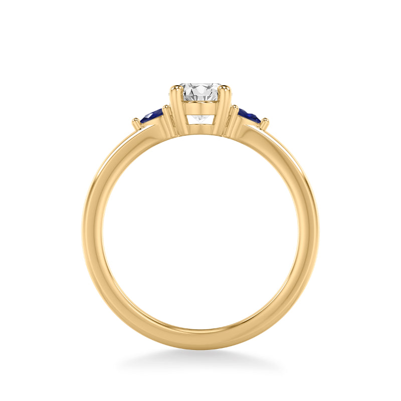 Artcarved Bridal Semi-Mounted with Side Stones Classic Gemstone Engagement Ring 14K Yellow Gold & Blue Sapphire