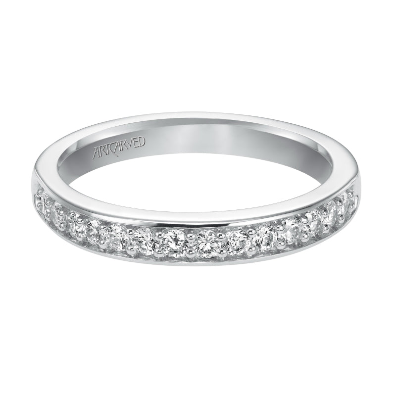 Artcarved Bridal Mounted with Side Stones Classic 3-Stone Engagement Ring Natalia 14K White Gold