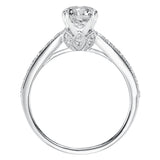 Artcarved Bridal Semi-Mounted with Side Stones Vintage Milgrain Diamond Engagement Ring Amelia 14K White Gold