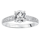 Artcarved Bridal Semi-Mounted with Side Stones Vintage Milgrain Diamond Engagement Ring Amelia 14K White Gold