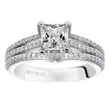 Artcarved Bridal Semi-Mounted with Side Stones Classic Diamond Engagement Ring Elizabeth 14K White Gold