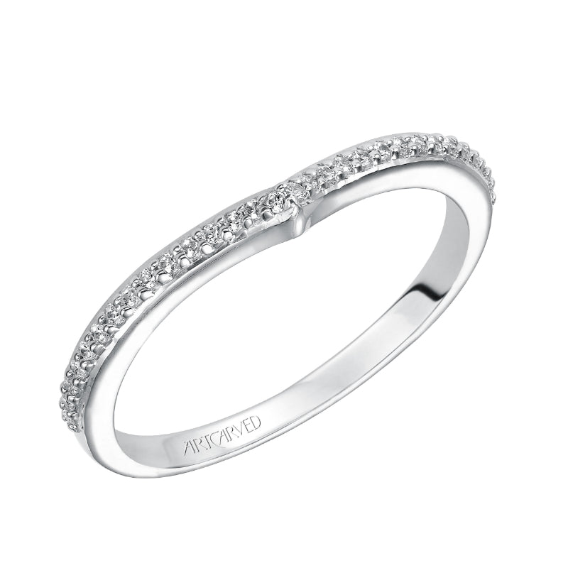 Artcarved Bridal Mounted with Side Stones Classic Diamond Wedding Band Elizabeth 14K White Gold