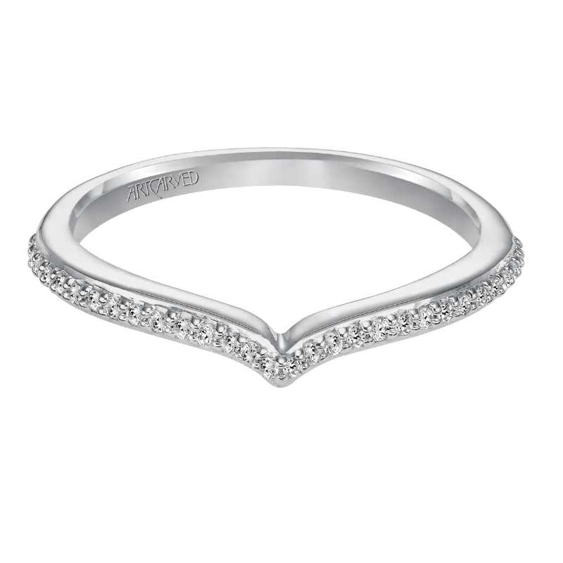 Artcarved Bridal Mounted with Side Stones Classic Diamond Wedding Band Elizabeth 14K White Gold