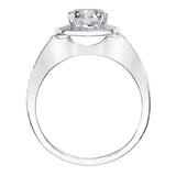 Artcarved Bridal Semi-Mounted with Side Stones Classic Halo Engagement Ring Nadia 14K White Gold