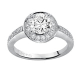 Artcarved Bridal Semi-Mounted with Side Stones Classic Halo Engagement Ring Nadia 14K White Gold