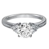 Artcarved Bridal Semi-Mounted with Side Stones Classic Diamond 3-Stone Engagement Ring Kayla 14K White Gold