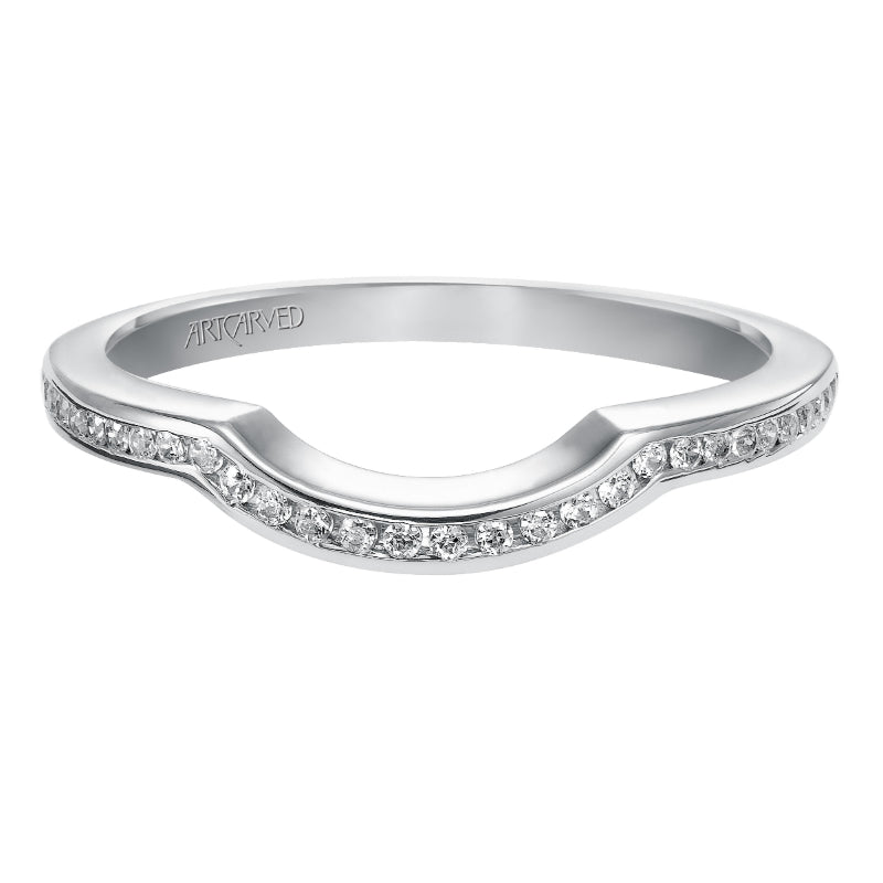 Artcarved Bridal Mounted with Side Stones Classic 3-Stone Diamond Wedding Band Kayla 14K White Gold