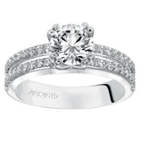 Artcarved Bridal Semi-Mounted with Side Stones Classic Engagement Ring Jade 14K White Gold