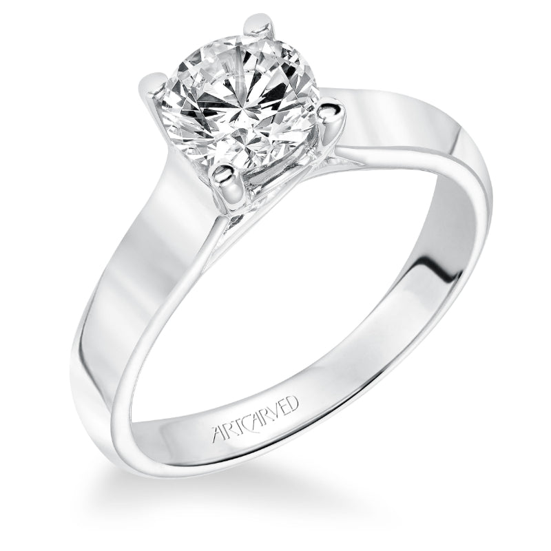 Artcarved Bridal Unmounted No Stones Classic Solitaire Engagement Ring Claire 14K White Gold