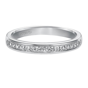 Artcarved Bridal Mounted with Side Stones Classic Diamond Wedding Band Hannah 14K White Gold