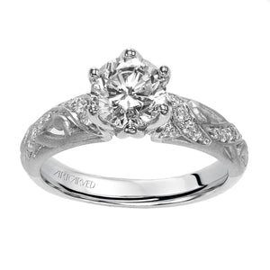 Artcarved Bridal Semi-Mounted with Side Stones Vintage Engagement Ring Amy 14K White Gold