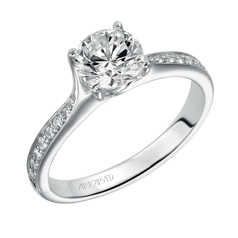 Artcarved Bridal Mounted with CZ Center Classic Diamond Engagement Ring Leah 14K White Gold