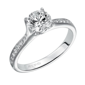 Artcarved Bridal Semi-Mounted with Side Stones Classic Diamond Engagement Ring Leah 14K White Gold