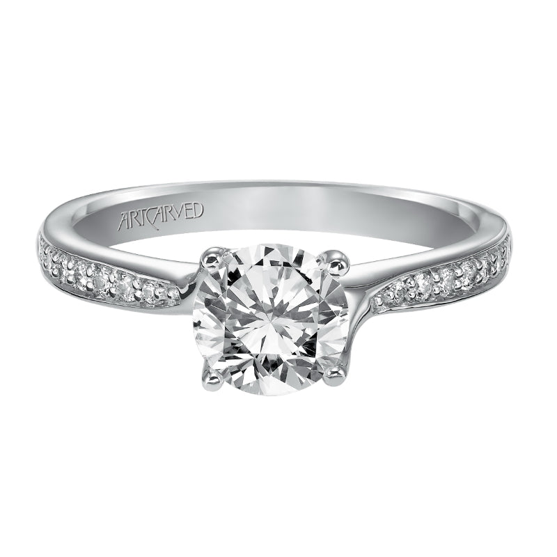 Artcarved Bridal Mounted with CZ Center Classic Diamond Engagement Ring Leah 14K White Gold