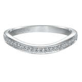 Artcarved Bridal Mounted with Side Stones Vintage Diamond Wedding Band Peyton 14K White Gold