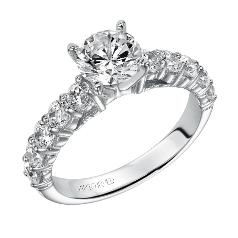 Artcarved Bridal Mounted with CZ Center Classic Diamond Engagement Ring Alyssa 14K White Gold