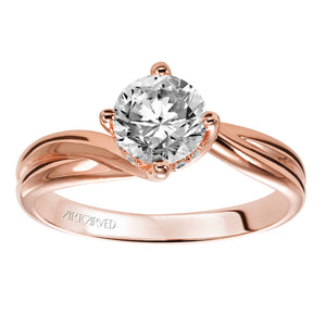 Artcarved Bridal Mounted with CZ Center Contemporary Twist Solitaire Engagement Ring Whitney 14K Rose Gold