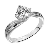 Artcarved Bridal Mounted with CZ Center Contemporary Twist Solitaire Engagement Ring Whitney 14K White Gold