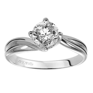 Artcarved Bridal Mounted with CZ Center Contemporary Twist Solitaire Engagement Ring Whitney 14K White Gold