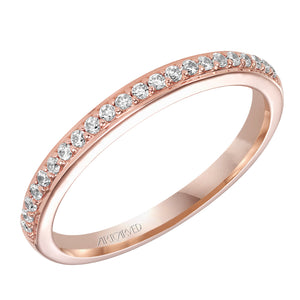 Artcarved Bridal Mounted with Side Stones Contemporary Twist Solitaire Diamond Wedding Band Whitney 14K Rose Gold