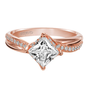 Artcarved Bridal Mounted with CZ Center Contemporary Twist Diamond Engagement Ring Stella 14K Rose Gold