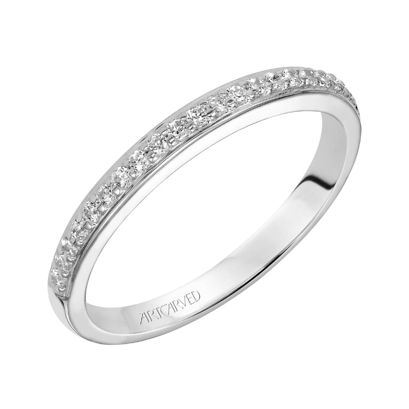 Artcarved Bridal Mounted with Side Stones Contemporary One Love Engagement Ring Stella 14K White Gold